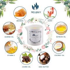Close-up of MELONY Massage Candle jar