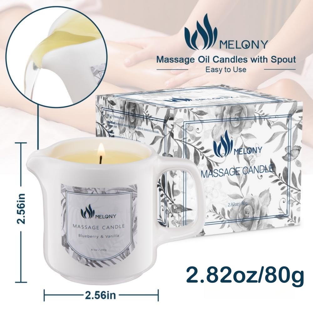 Low-temperature MELONY massage candle for a warm, spa-like experience