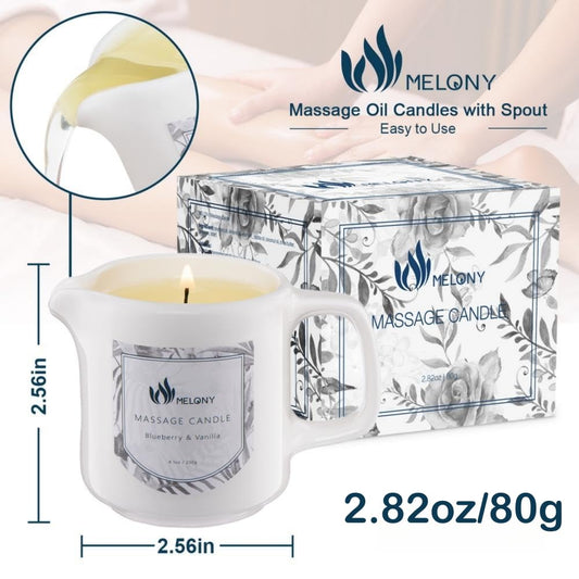 Low-temperature MELONY massage candle for a warm, spa-like experience