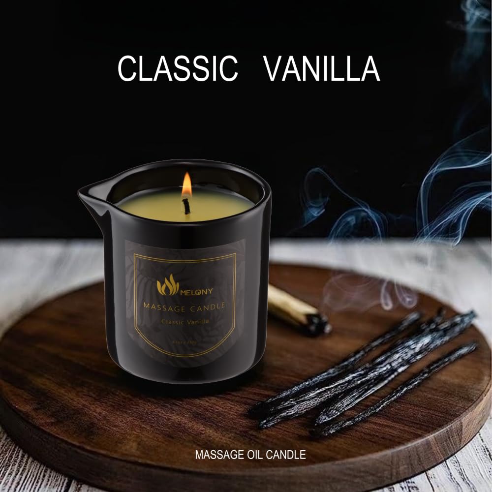 Gift-ready MELONY Vanilla massage candle packaging