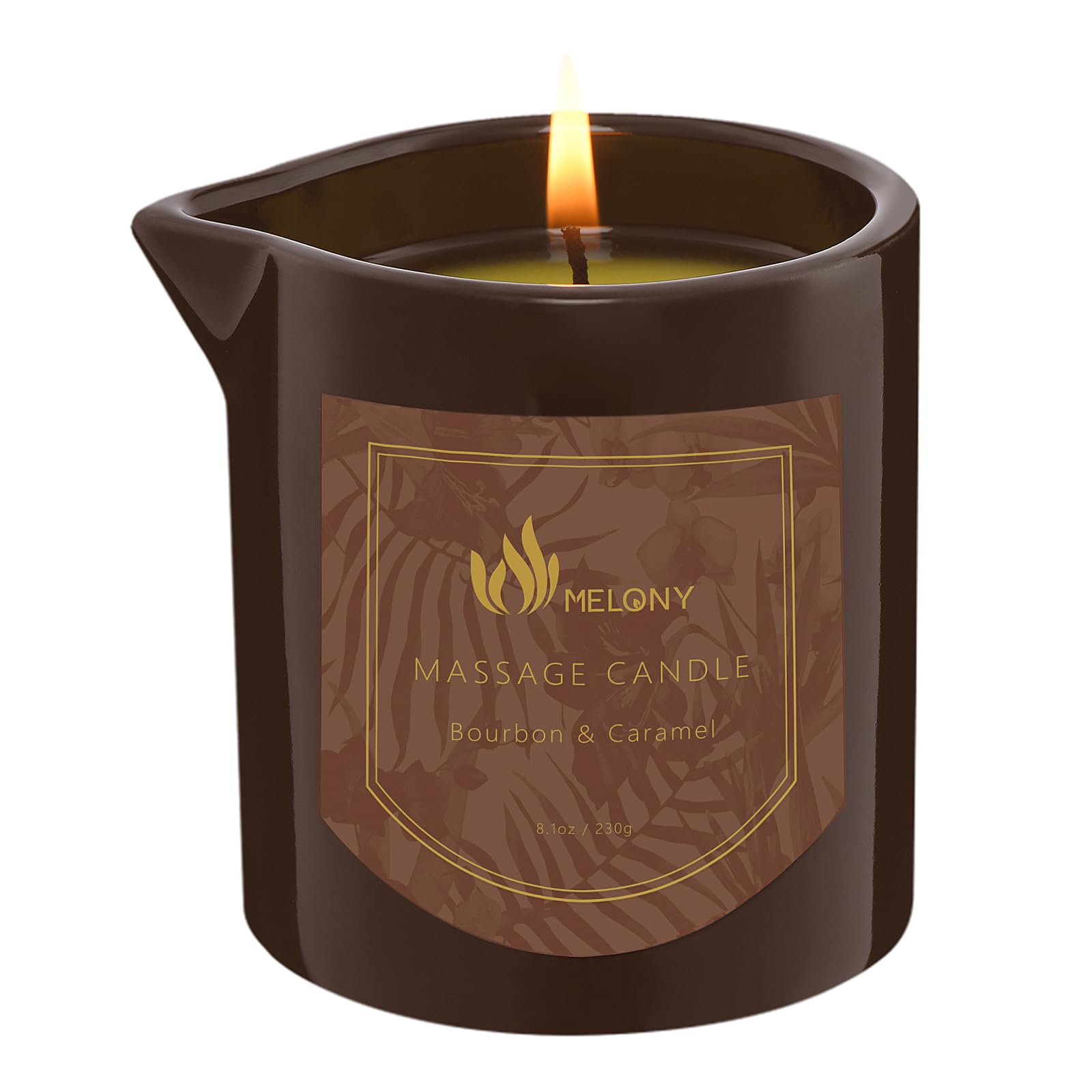Melony Massage Oil Candle Bourbon & Caramel - 8.1 oz - Top view