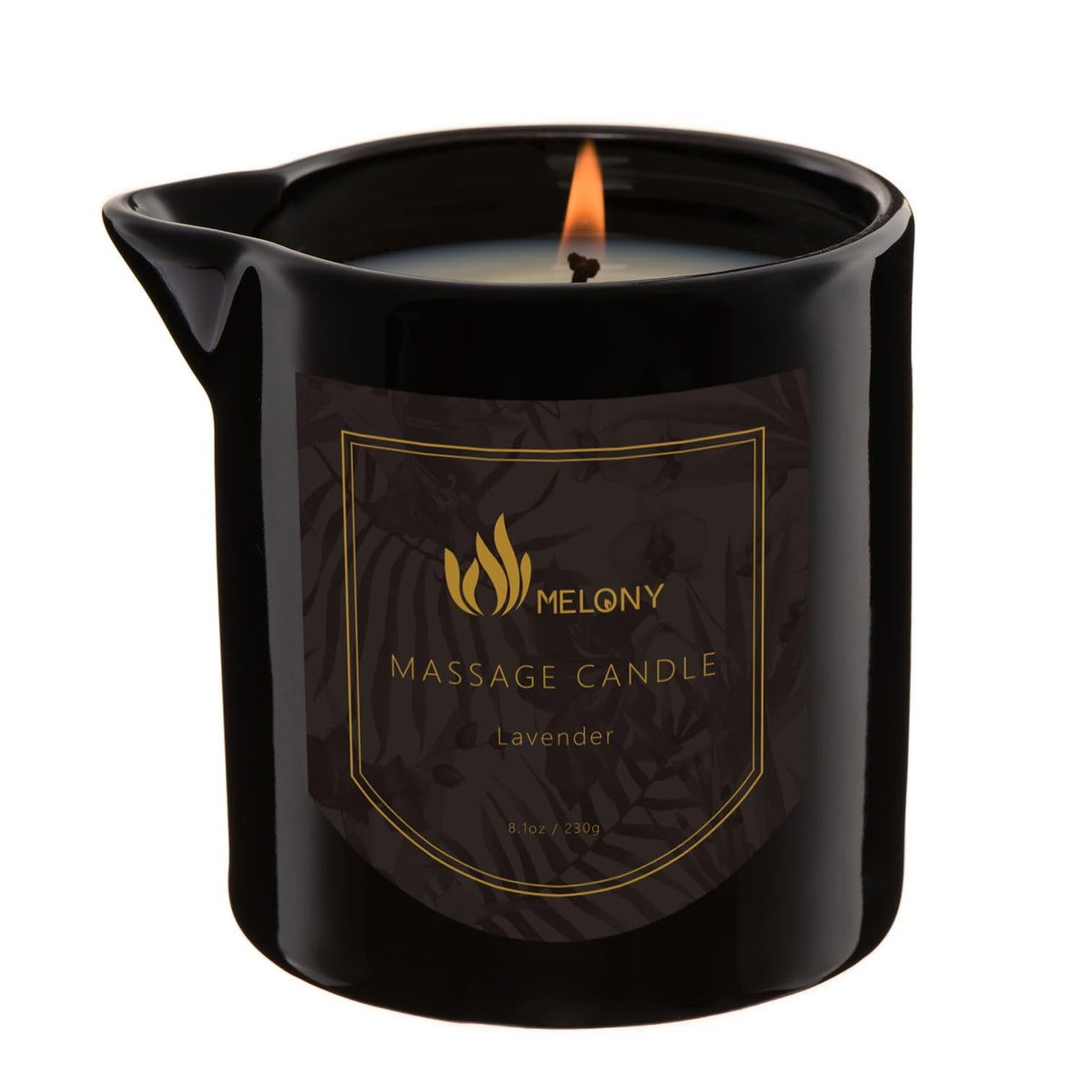 Front view of MELONY Lavender Massage Oil Candle, 8.1 oz
