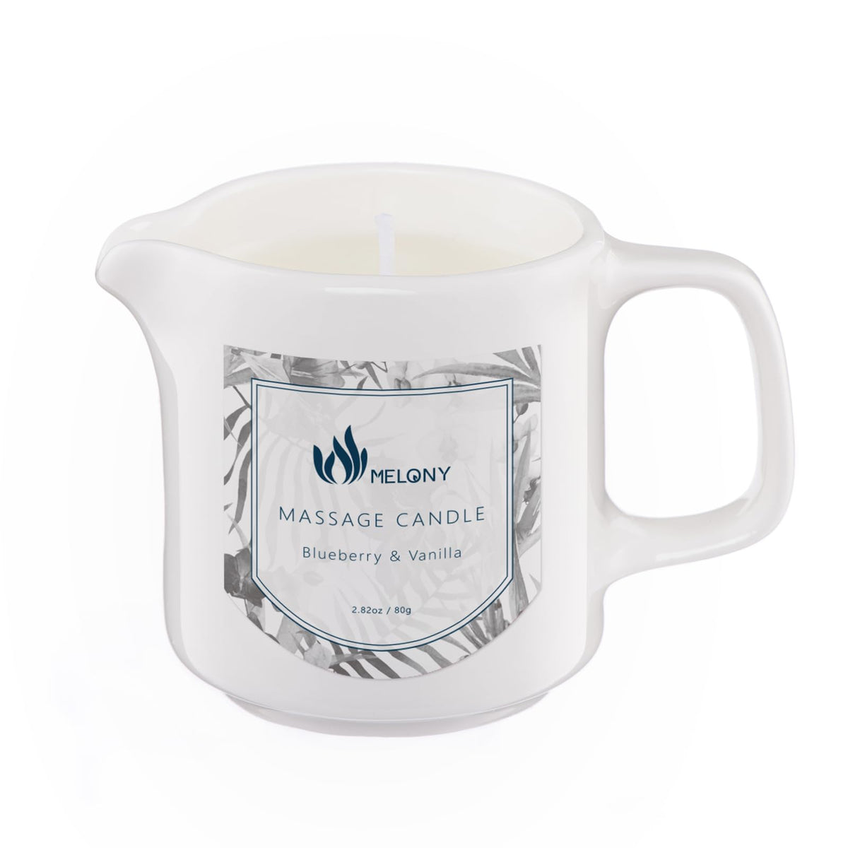 MELONY soy massage oil candle in blue and vanilla, 2.82 oz
