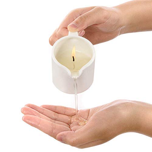 Close-up of MELONY coconut massage oil candle with natural wax appearance