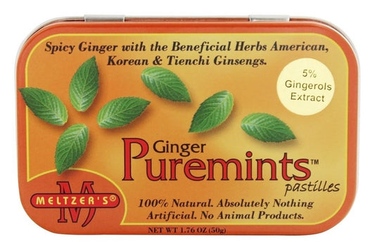 Meltzer's Puremints Ginger – ginger pastilles in packaging