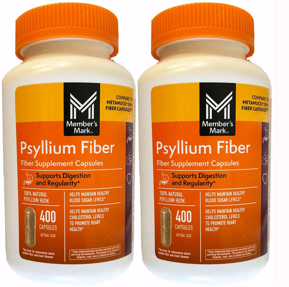 Front view of Member's Mark Fiber Capsules 2Pack (400 Count) bottle