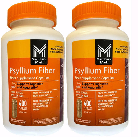 Front view of Member's Mark Fiber Capsules 2Pack (400 Count) bottle