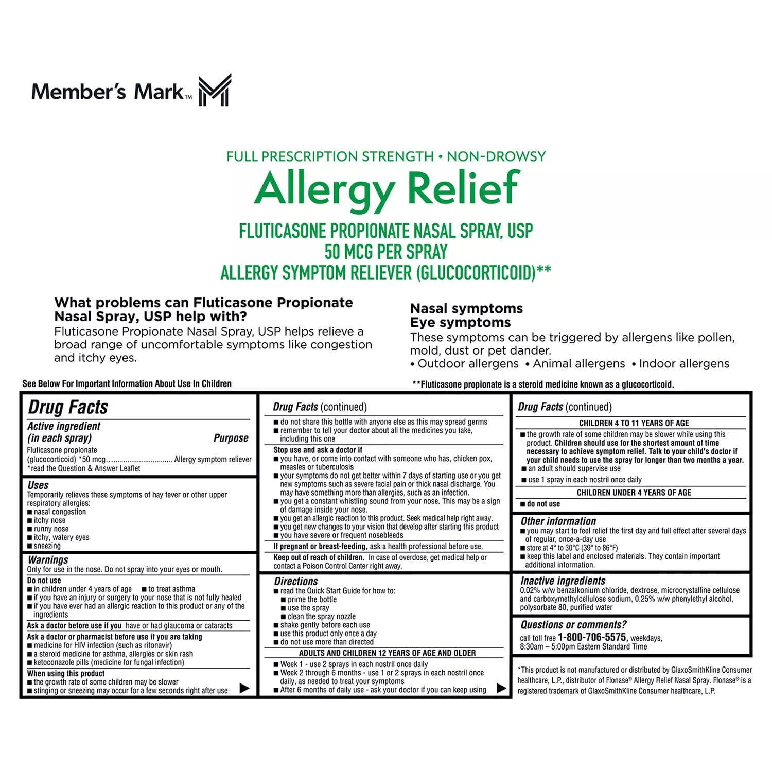 Members Mark Fluticasone nasal spray nozzle and mist in action for consistent dosing.