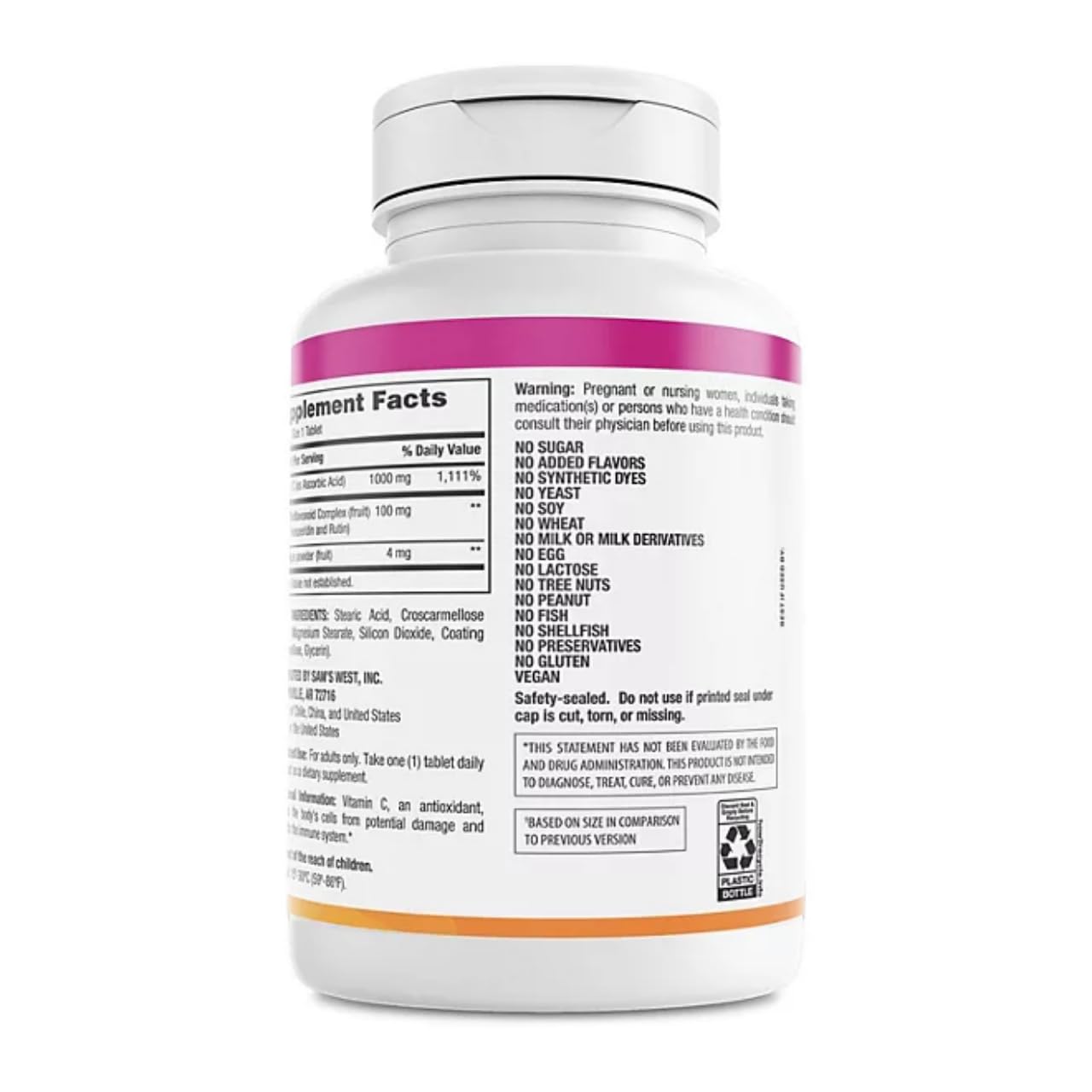 500-count bottle for immune support and antioxidant Vitamin C