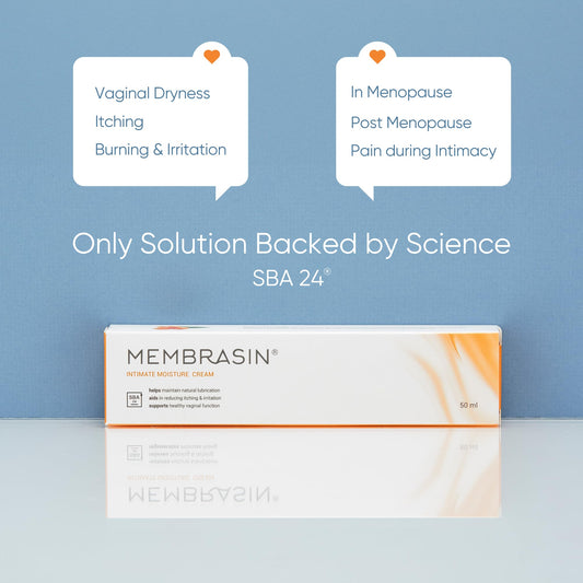 Membrasin Hyaluronic Acid-rich cream bottle demonstrates fast-absorbing hydration.