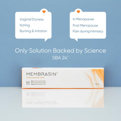 Membrasin Hyaluronic Acid-rich cream bottle demonstrates fast-absorbing hydration.