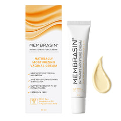 Membrasin Vaginal Moisture Cream tube applies plant-based hydration for daily comfort.