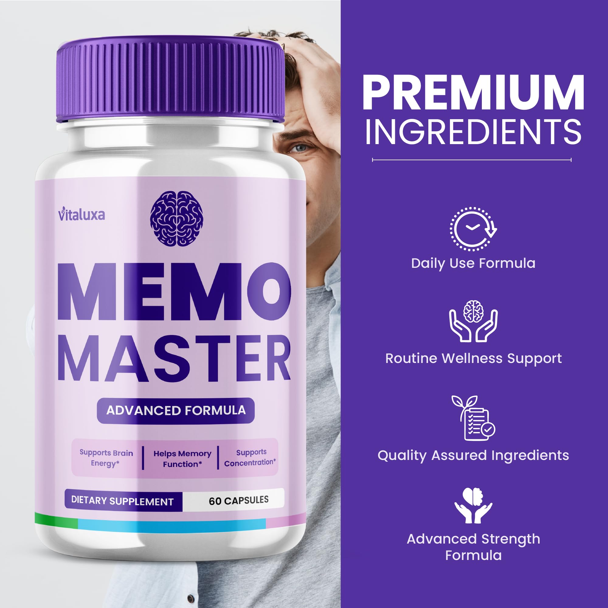 Memo Master Memory Pills bottle and label