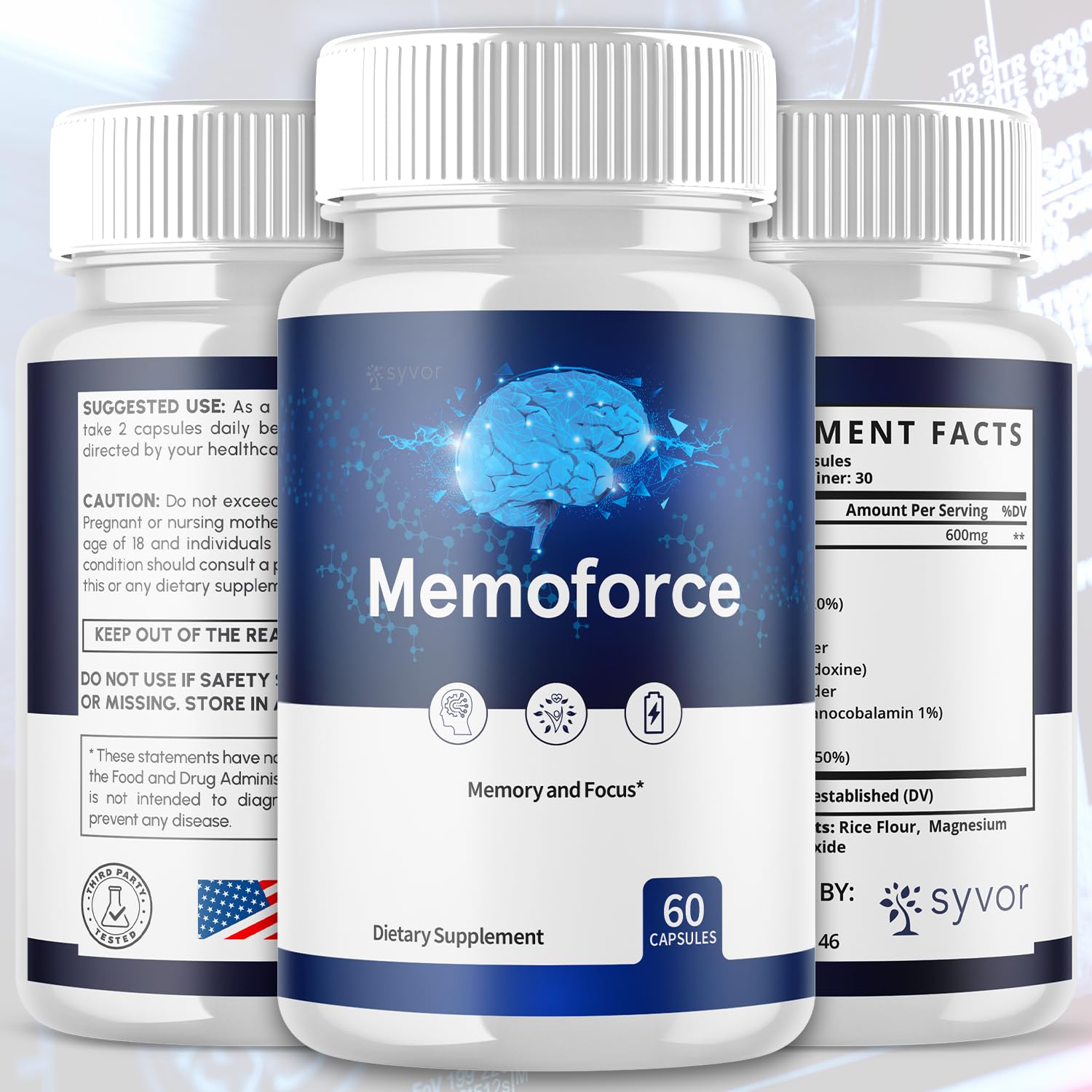 Label showing 30 servings per bottle