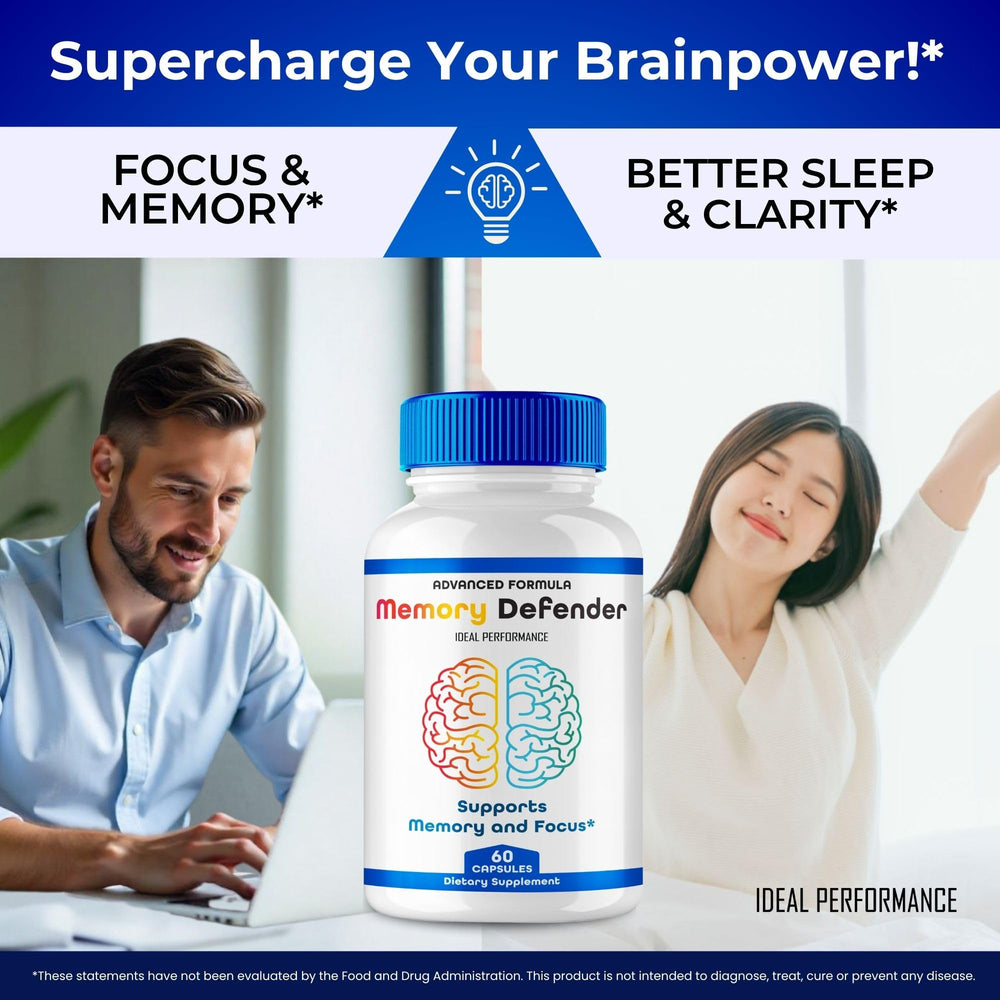 Memory Defender Capsules packaging and bottle label