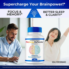 Memory Defender Capsules packaging and bottle label