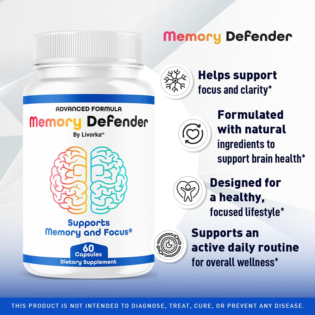 Memory Defender Capsules bottle – side profile