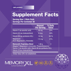 MemoryXL 30-sachet box showing six sticks