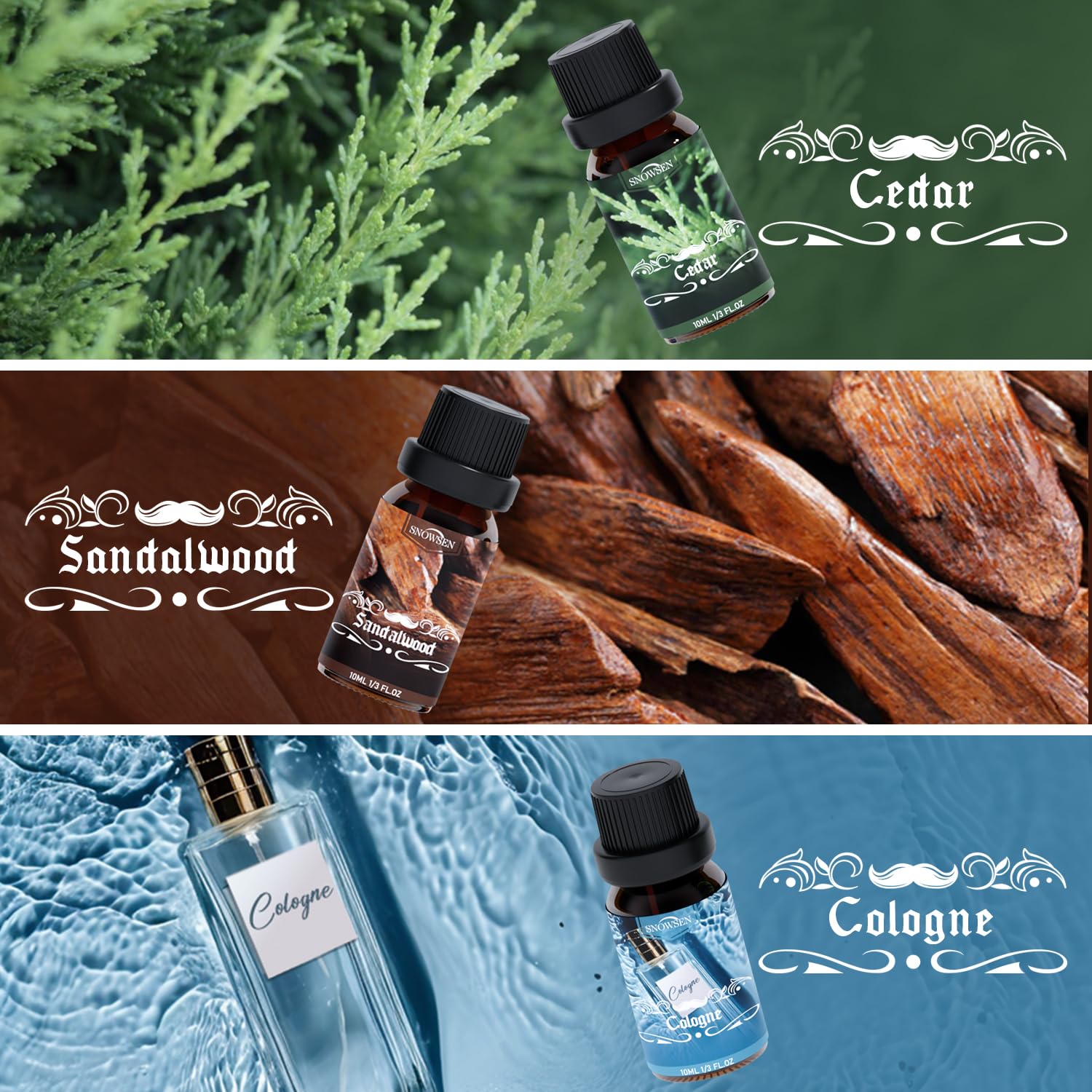 Cedar essential oil bottle from SNOWSEN set