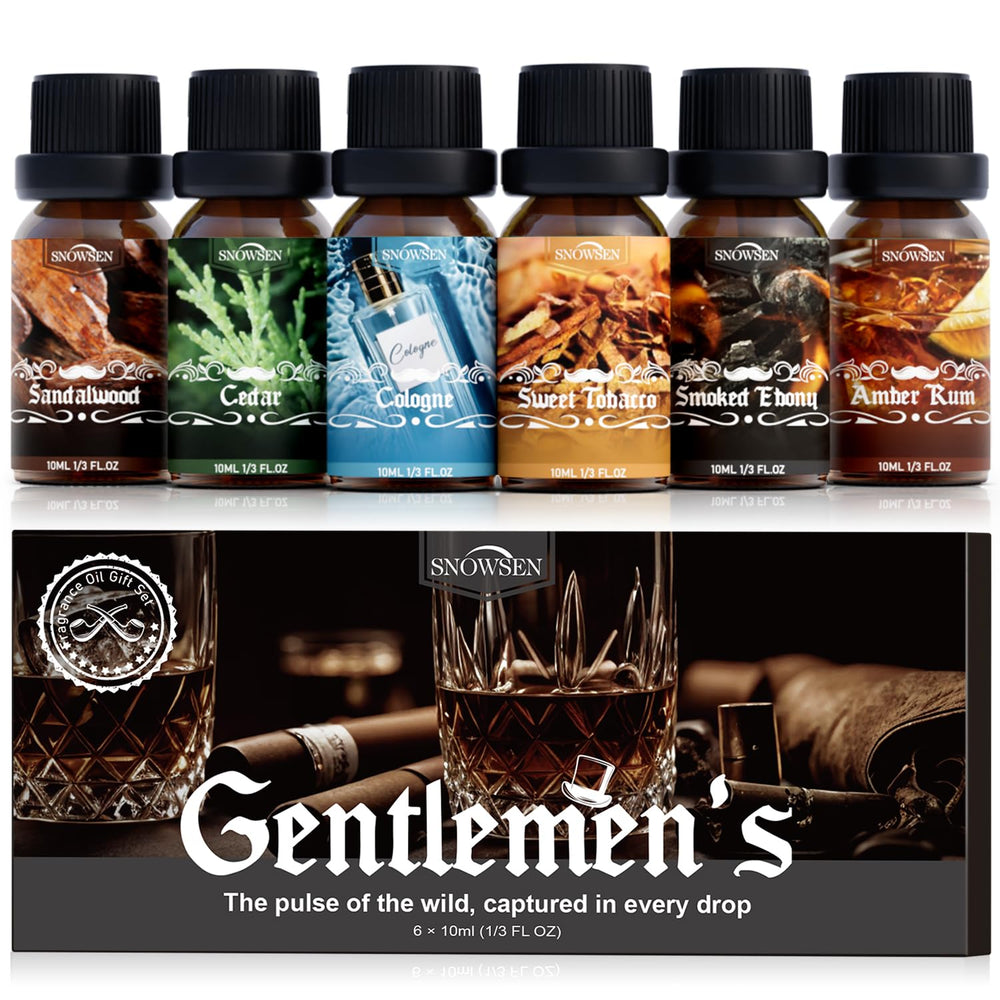 Gift set packaging for SNOWSEN Gentlemen's Essential Oil Gift Set