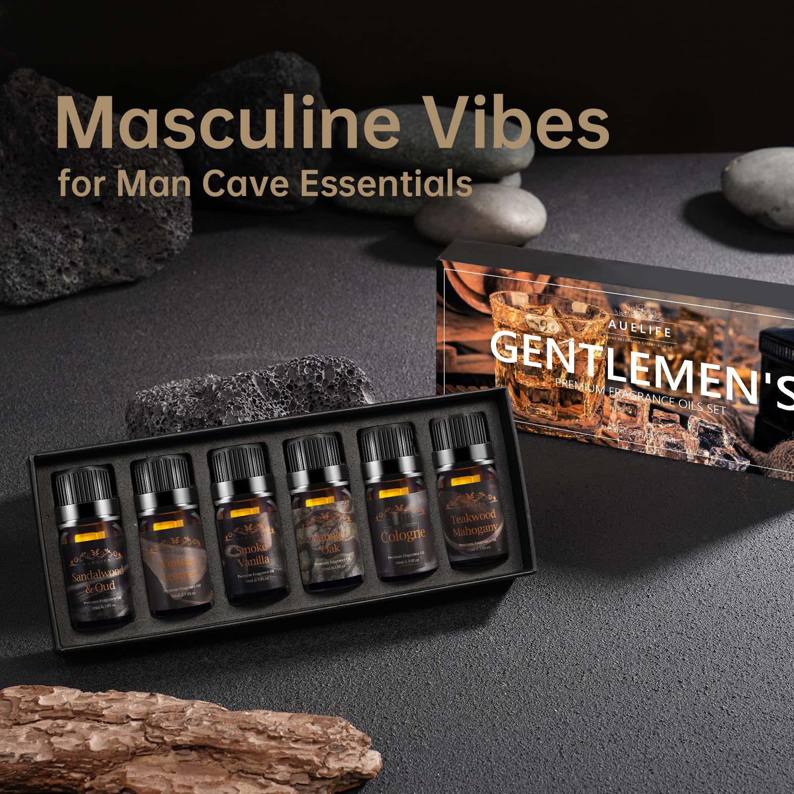 Cologne fragrance essential oil bottle with masculine label
