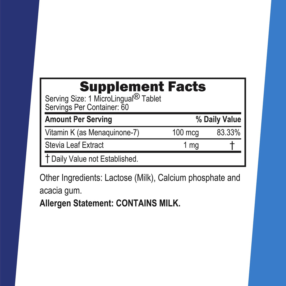 Menaquinone-7 supporting bone strength and calcium distribution