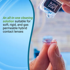 Saline solution used for rinsing contact lenses
