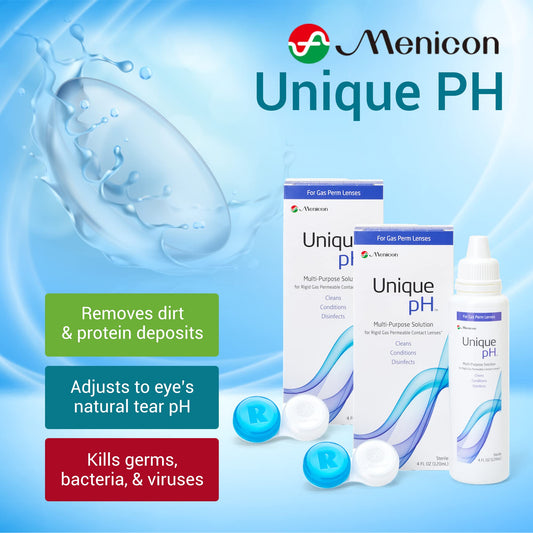 Close-up of Menicon Unique pH Solution label