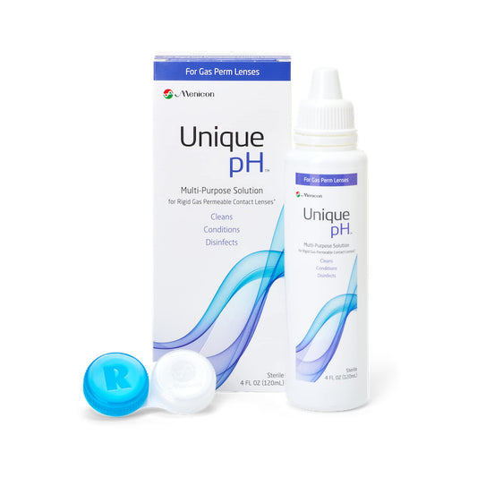 Menicon Unique pH Multi-Purpose Solution bottle with 4 oz and lens case