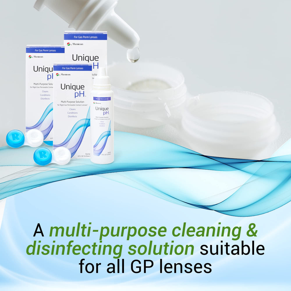 RGP lens case opened beside the 3-pack solution