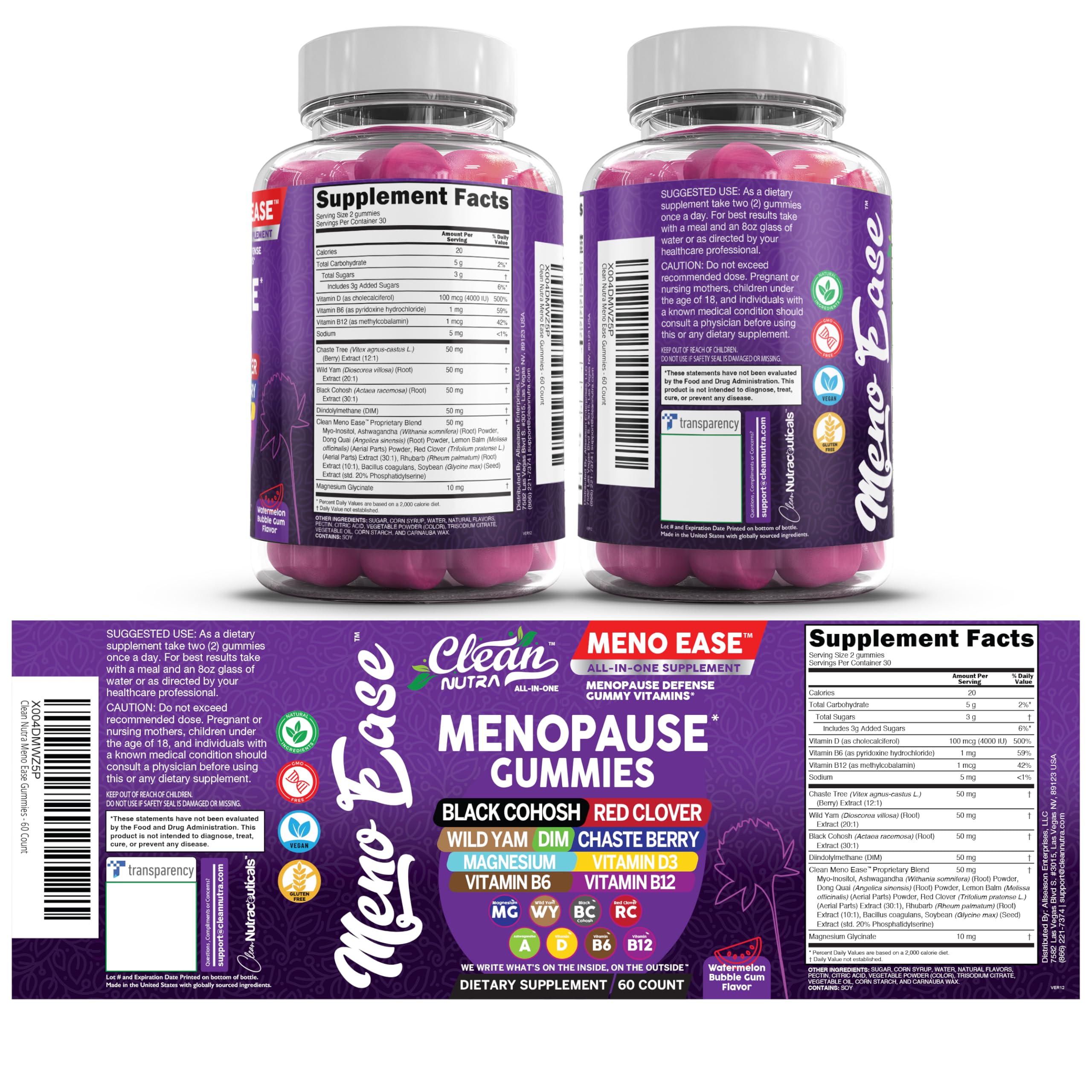 Packaging showing Meno Ease branding with gummies