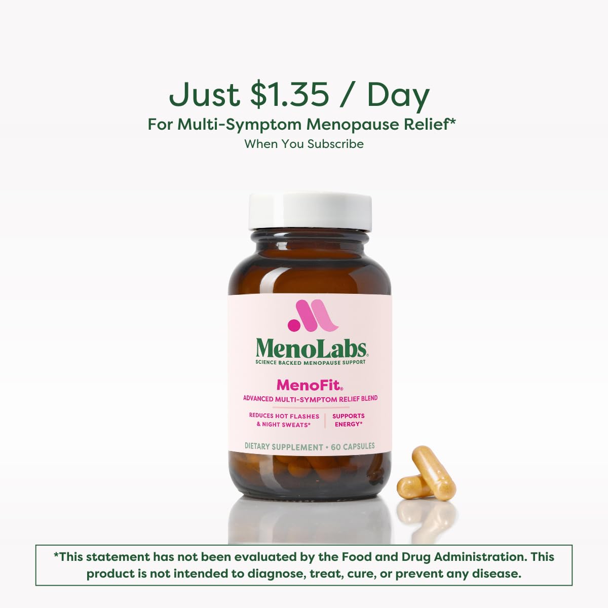 Gut-health illustration showing probiotic-prebiotic synergy behind MENOLABS MenoFit.