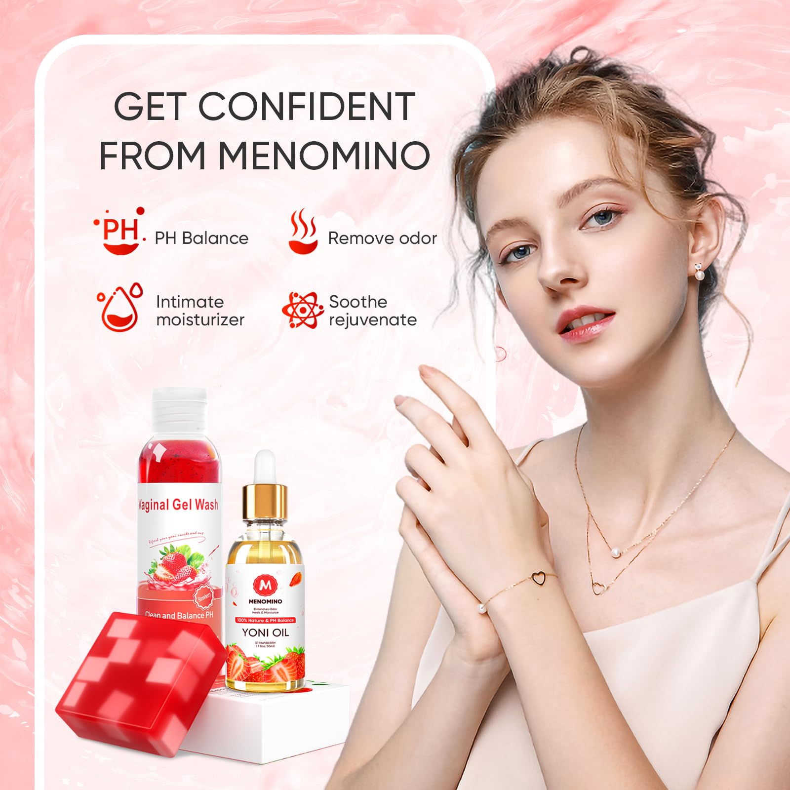 Menomino daily-use bundle showcases fragrance-free intimate skin care.