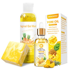 MENOMINO Pineapple Yoni Wash bottle showing pH-balanced care for daily comfort