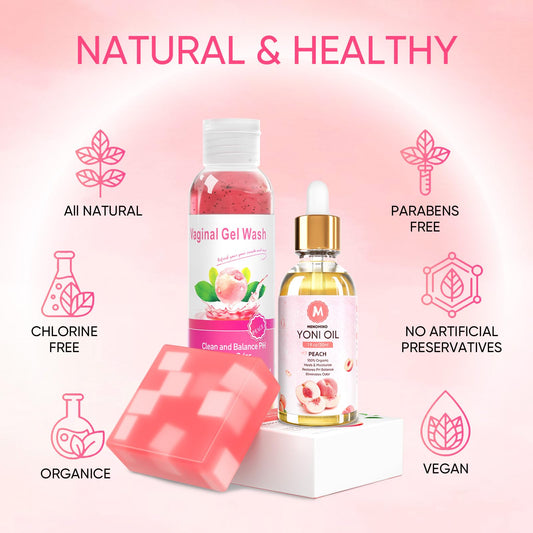 MENOMINO yonioil organic bottle shot illustrates moisturizing and soothing support.