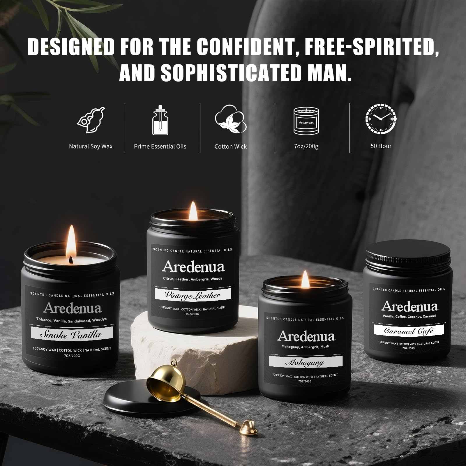 Caramel Coffee scented candle from Men's 4-pack