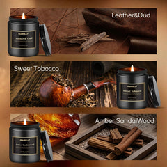 Amber Sandalwood candle in matte black jar