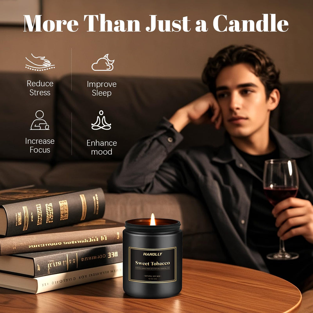 Sleek black candle jars arranged as modern home decor