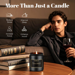 Sleek black candle jars arranged as modern home decor