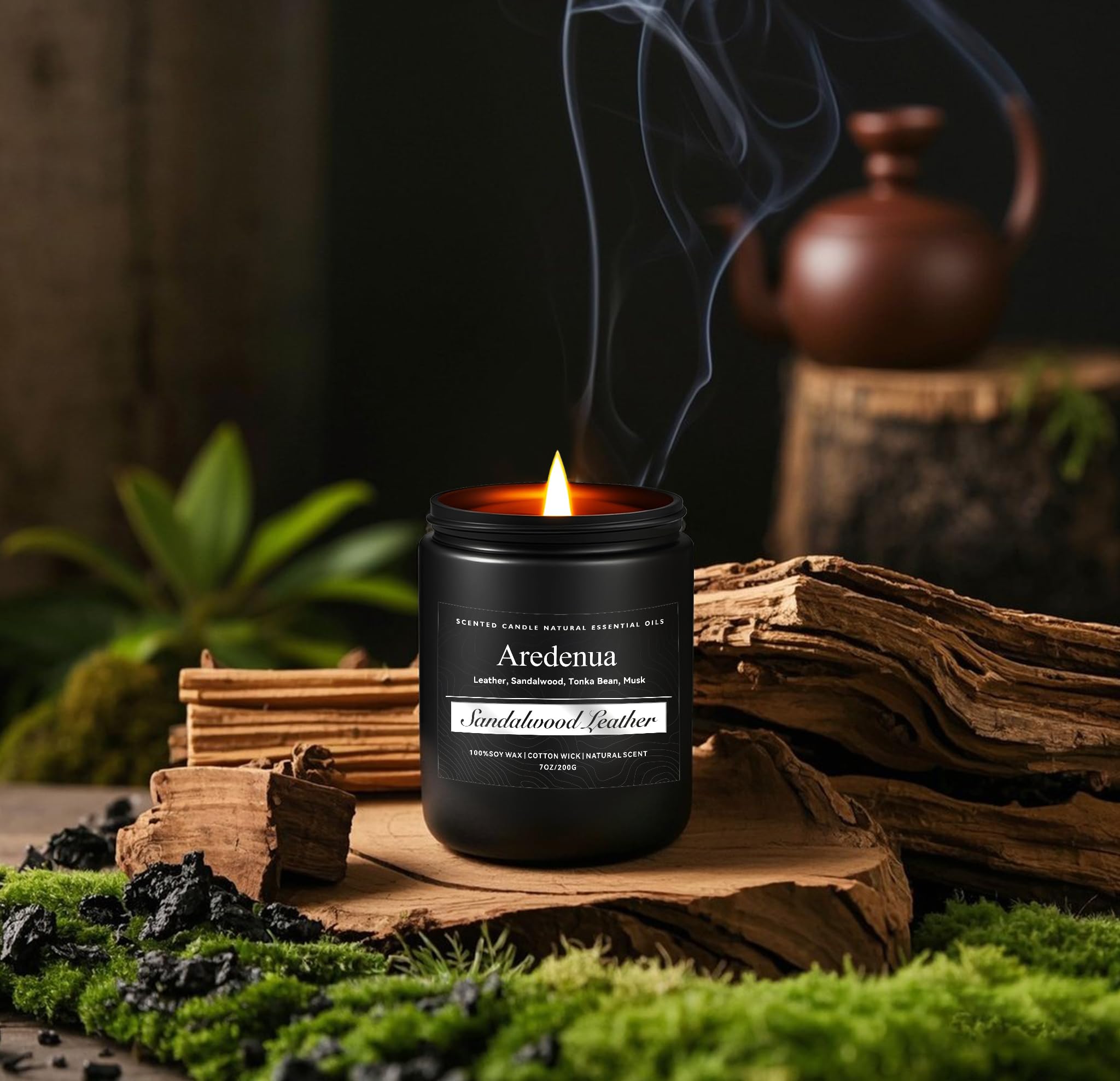 Lifestyle room with masculine candle setup