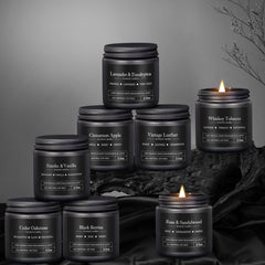 Whiskey Tobacco fragrance candle included in the set.