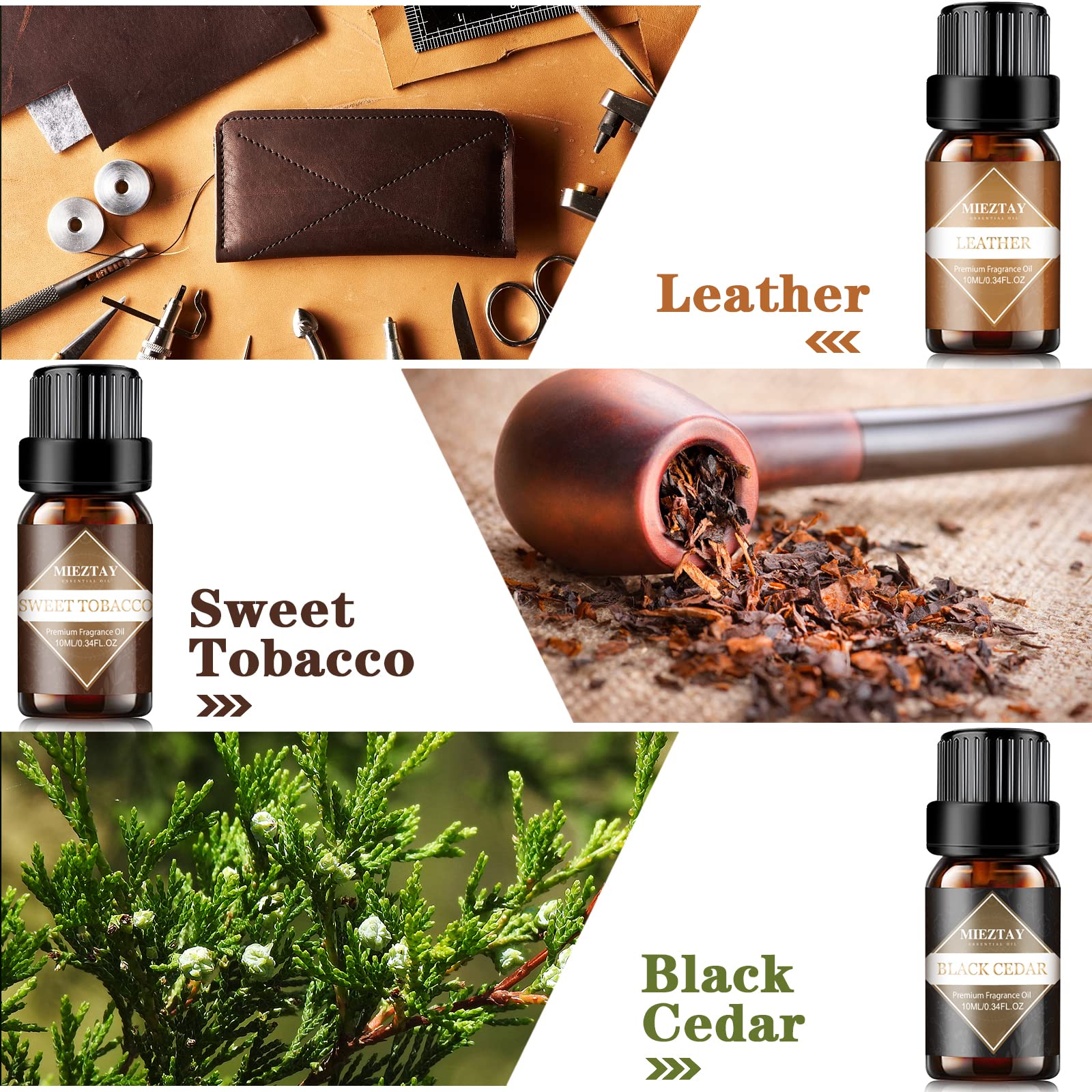 Sandalwood essential oil bottle (10 mL) from Mens Essential Oils Set