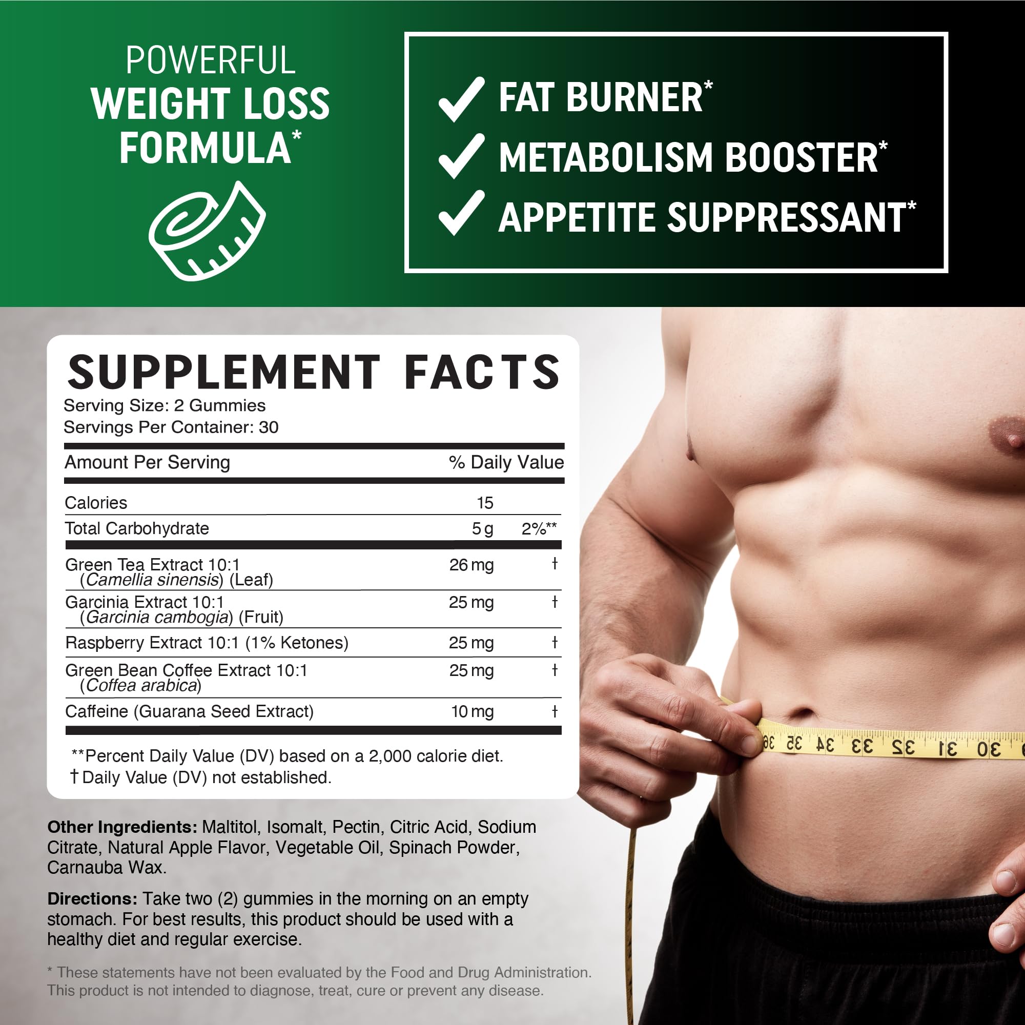 Close-up of Apple-flavored Fat Burner Gummies in bottle