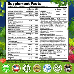 Close-up of vegan capsules for men 50+