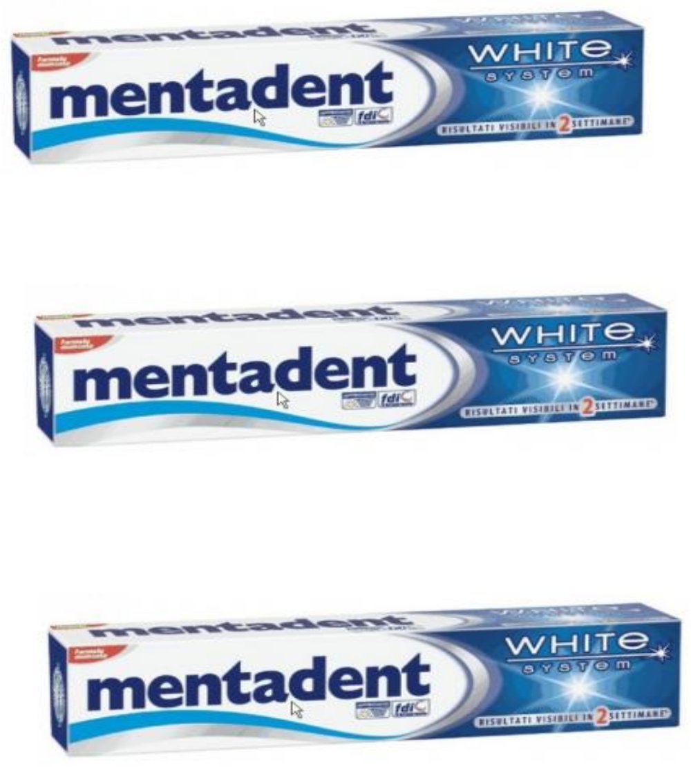 Mentadent White System toothpaste 75ml – pack of 3