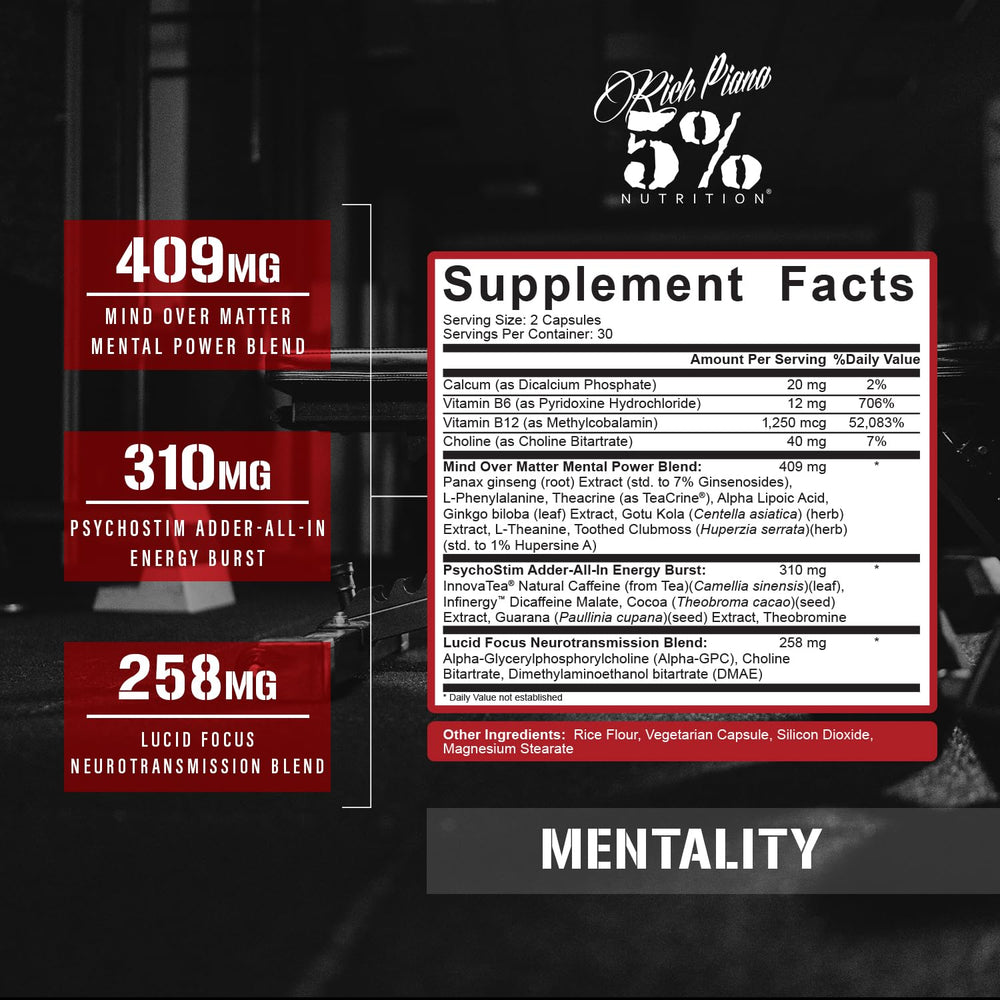 Close-up of Mentality nootropic ingredients including Ginseng and Ginkgo