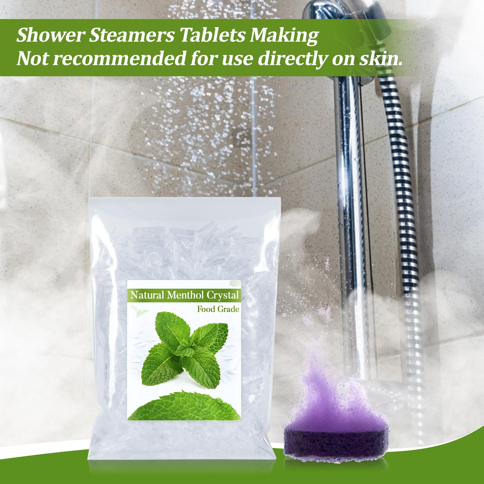 Menthol crystals for shower steamers usage