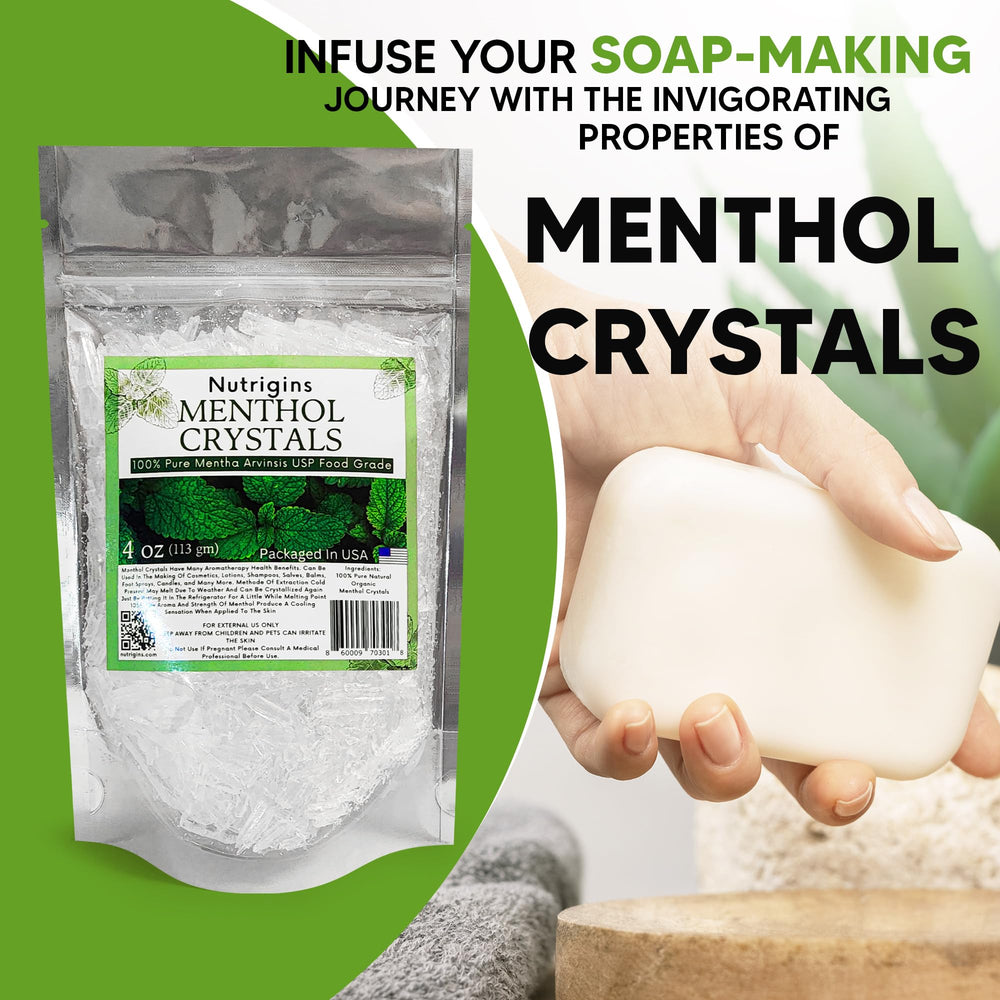 Close-up image of menthol crystals texture