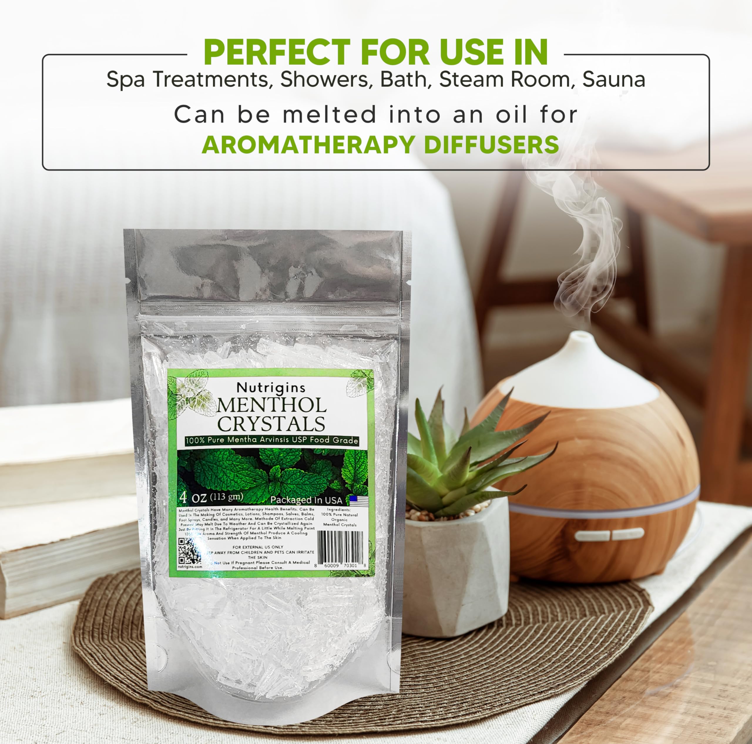 Home spa setup using menthol crystals