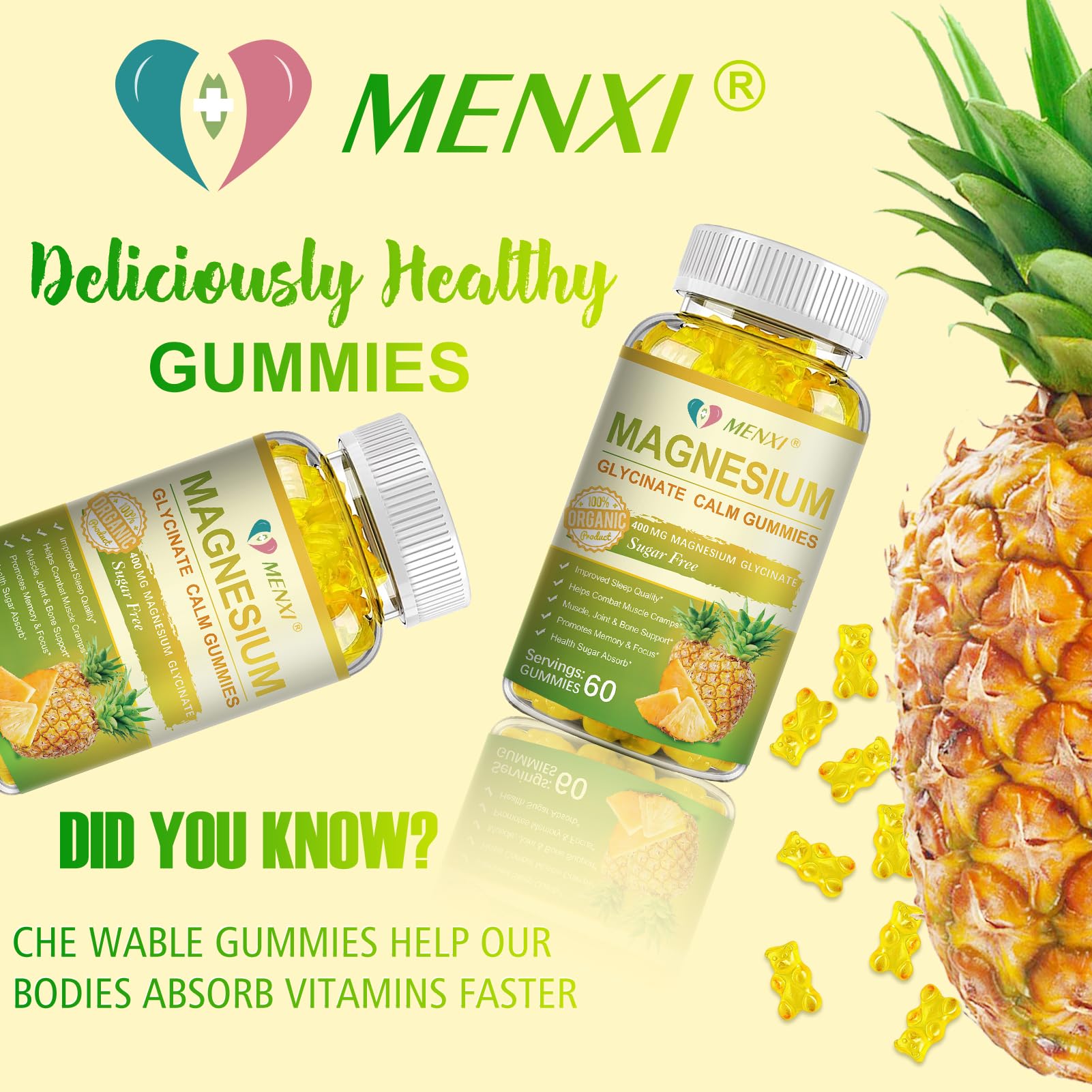 Daily dosage: two gummies provide a convenient two-month supply.